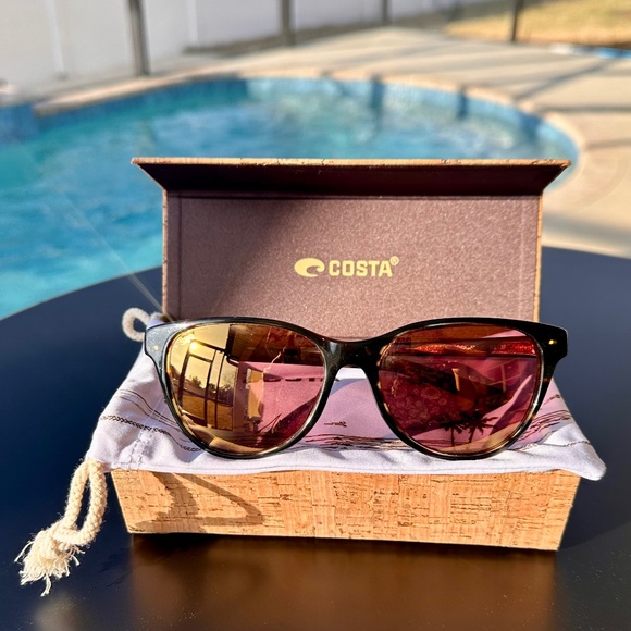 Costa Accessories - COSTA, Catherine Sunglasses, Tortoise Frame with Gold Mirror Polaroid Lenses